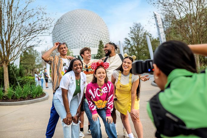 A group of friends at Walt Disney World Resort's EPCOT in Orlando, Florida.
