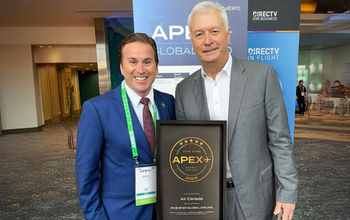 Air Canada President and CEO, Michael Rousseau, accepts the APEX Five Star Global Airline Award.