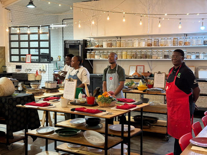 Getting ready to cook at Food Jams