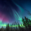 Purple and green aurora in Fairbanks, Alaska