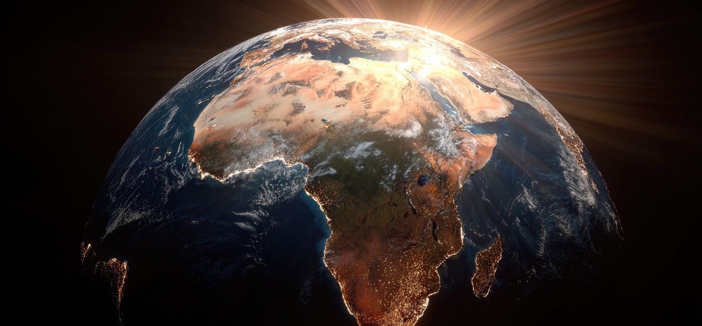 Image: A depiction of planet Earth with Africa at the center. (Photo Credit: Adobe Stock/Bride (generated with AI))
