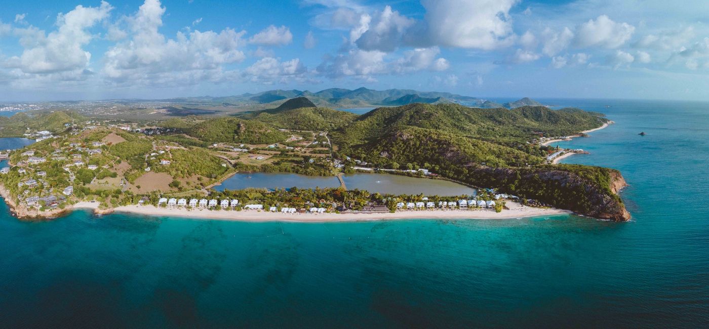 Image: Aerial view of Galley Bay Resort & Spa. (Photo Credit: Elite Island Resorts)