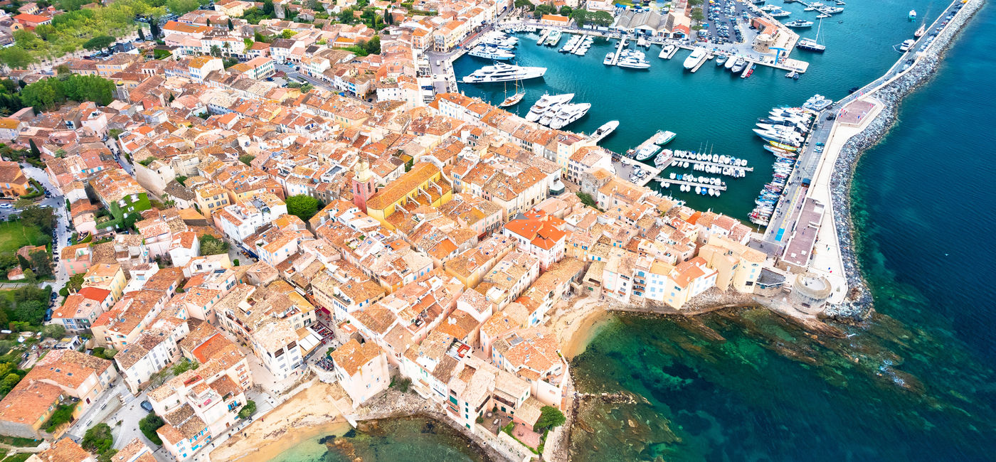 Image: Aerial view of Saint-Tropez in the French Riviera. (Photo Credit: xbrchx/Adobe)