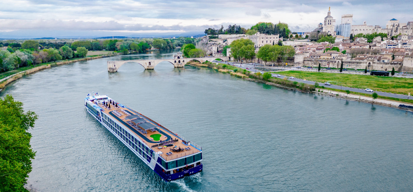 Image: The AmaCello sails to Avignon, France. (Photo Credit: AmaWaterways)