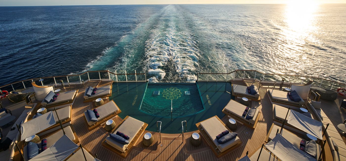 Image: The Astern Pool in the back of the Explora I. (Photo Credit: Explora Journeys)