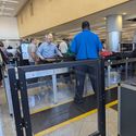 TSA security line, travel, travelers, crowd