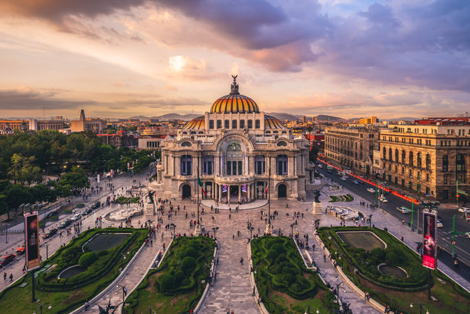 The Palace of Fine Arts in Mexico City, Mexico.
