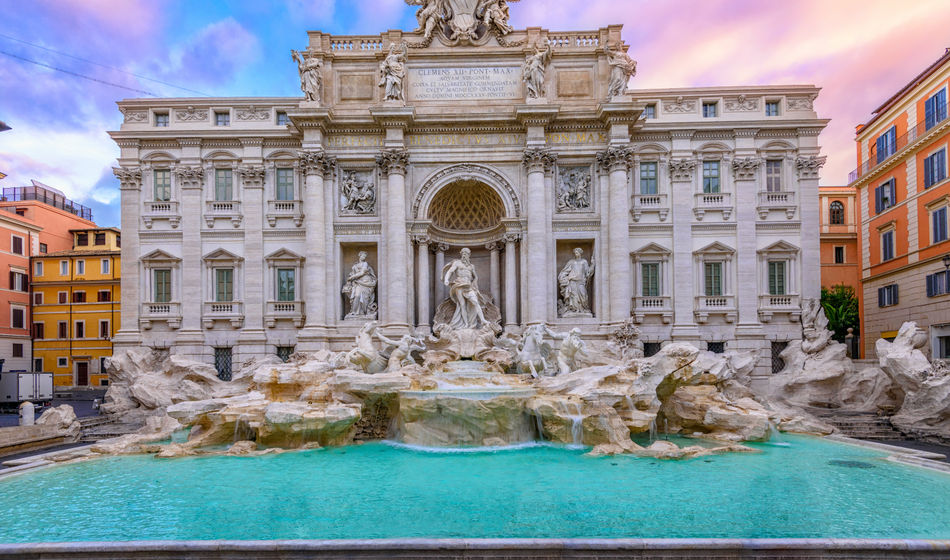 The Trevi Fountain in Rome, Italy.