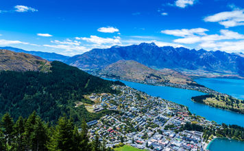 Aerial view of Queenstown Valley, New Zealand (filipefrazao / iStock / Getty Images Plus)