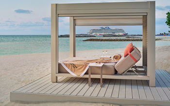A Vibe Shore Club day bed at Great Stirrup Cay