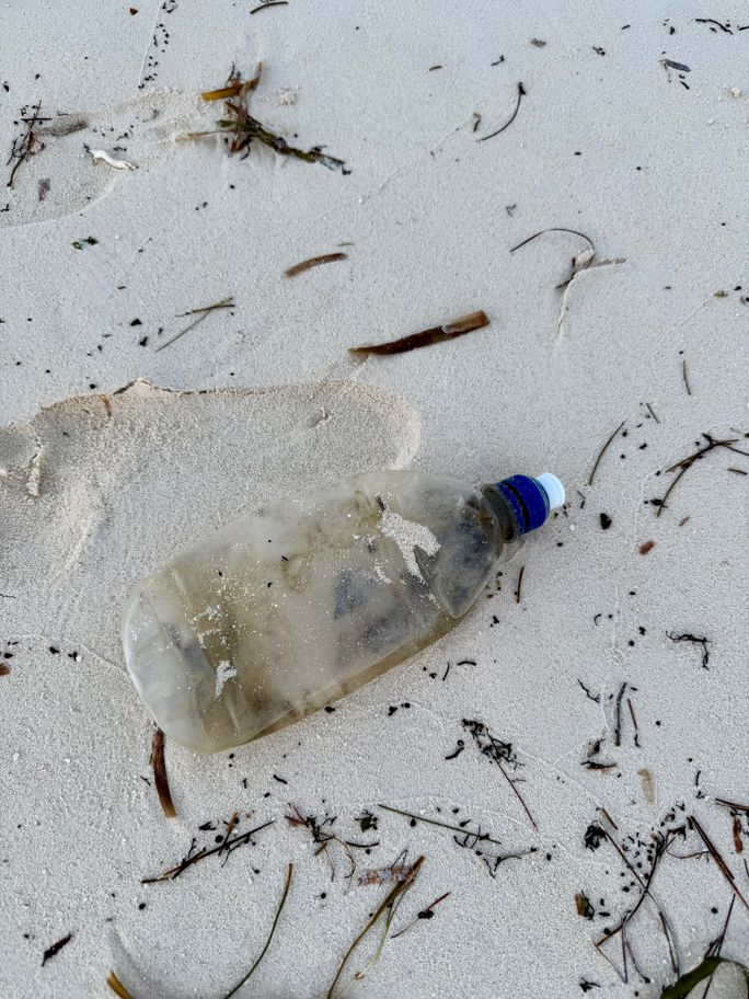 Plastic pollution on a beach in Turks and Caicos