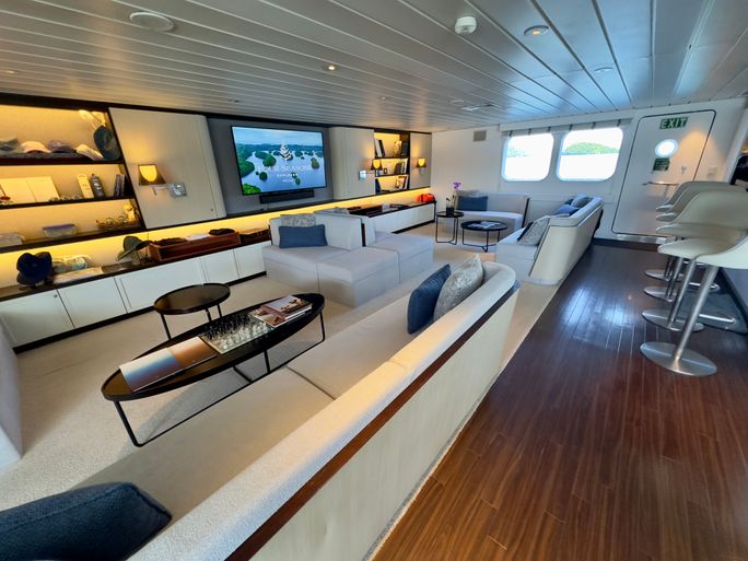 Stateroom interior aboard the Four Seasons Explorer, Palau.