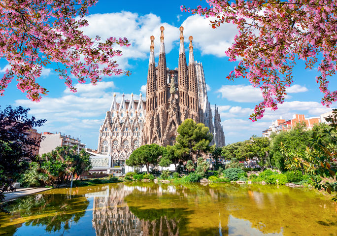 The Sagrada Familia basilica in Barcelona, Spain.