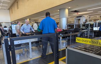 TSA security line, travel, travelers, crowd