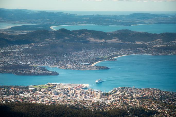 View of Hobart, Tasmania, Australia from Mount Wellington