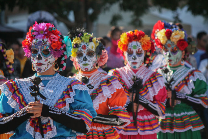 Women celebrating Dia de los Muertos in Mexico